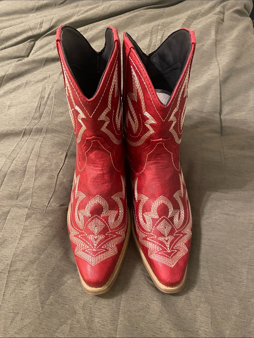 Red booties never worn size 11